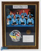 NASA - Space Shuttle - framed and glazed colour photograph of the doomed crew of the Space Shuttle