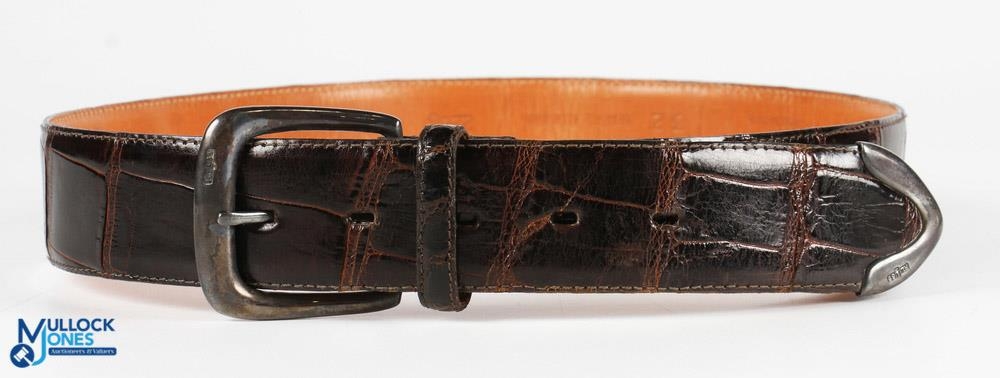 1985 Ladies Ralph Lauren Alligator Crocodile Brown Leather belt women size 32, made in the USA model - Image 2 of 3