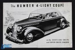 The Humber 4 - Light Coupe 1939 - 3 fold brochure with three illustrations of this model with