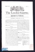 War with America 1812-15. Capture of the USS President 1815. Original issue of The London Gazette,