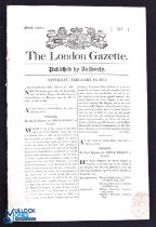 War with America 1812-15. Capture of the USS President 1815. Original issue of The London Gazette,