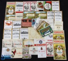 Early Wine Bottle Labels Over 80 Years Old. Mainly c1920-1930 - fine attractive period selection