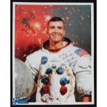 NASA - Fred Haise - Apollo 13 colour 10x8 showing him seated in space suit signed across the image