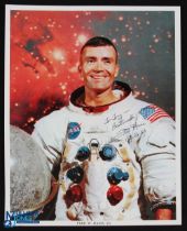 NASA - Fred Haise - Apollo 13 colour 10x8 showing him seated in space suit signed across the image