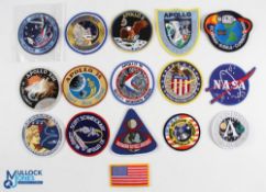 NASA - Badges group of approx. 15 shoulder badges for the Apollo programme, together with one