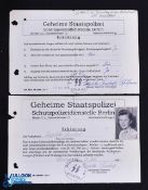 Third Reich - Gestapo printed form with ms insertions being a questionnaire issued to a female