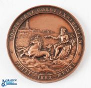 North East Coast Exhibition - Prize Medal 1882 - Vignette of Neptune with Lighthouse in background -