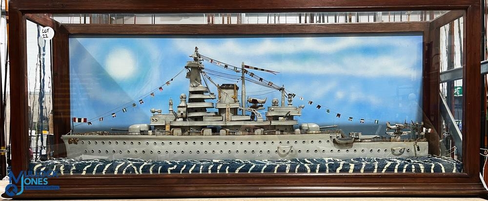 Scratch Built Model Diorama of the German Cruiser Admiral Graf Spree, scuttled at the battle of