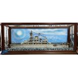 Scratch Built Model Diorama of the German Cruiser Admiral Graf Spree, scuttled at the battle of