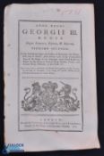 America - High Treason and Piracy - original printed Act of Parliament of George III dated 1781 '