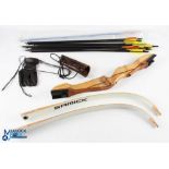 Samick Polaris Archery Recurve Bow 68" 24lb with a selection of Armex arrows, leather glove, needs a