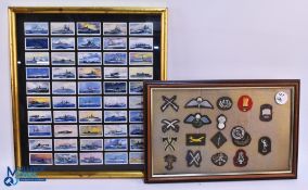John Player Cigarette Cards Modern Naval Craft – a framed set 50 size 46cm x 50cm, plus a framed
