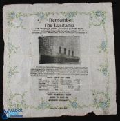 Remember The Lusitania 1915 Paper Napkin - scarce seldom seen commemorative memoriam paper napkin
