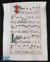 Impressive Large Handwritten Vellum Manuscript from an Important Choir Book or Hymnal c1540, the