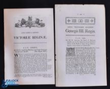 Stage Coaches original printed Act of Parliament of Queen Victoria dated 1843 for regulating Hackney