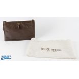 Italpel Italy Leather Clutch Handbag, in grey leather with gold fined fittings, shoulder strap