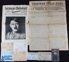 WWI - WWII Era European Military Italy Germany Ephemera, to include 1911 death of Antonio