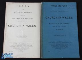 The Church in Wales - Government Report 1914 - First Report Index & Minutes of Evidence taken by the