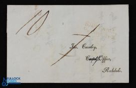 Rochdale Canal Company Letter 1814 - Complete printed letter with manuscript annotations posted by