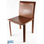 4x Filipo Sibau Italian Top Stitched Leather Chairs, in brown leather, in used condition with some