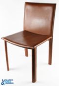 4x Filipo Sibau Italian Top Stitched Leather Chairs, in brown leather, in used condition with some