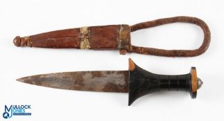 West Africa Tribal Arm Dagger, c. 19th/20th Century with shaped handle plus sheath and arm mount,