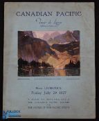 Canadian Pacific "Seven Weeks Tour De Luxe 1927" - From Liverpool by SS Montleare to Toronto,