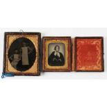 2x c1880 Ambrotype Photographs, with original cases, an image of a lady portrait with bonnet and