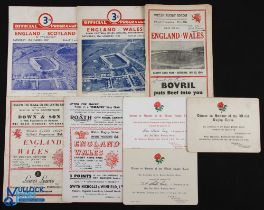 1930s-1950s England Rugby Programmes/Invites (8): Invite Cards (two to Don White) for after-Welsh