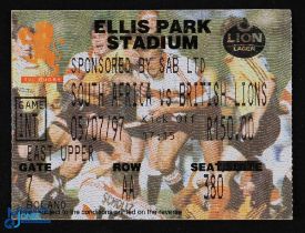 July 1997 British & I Lions v S Africa Rugby Ticket: Colourful pictorial ticket with no fading for