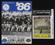 1986 New Zealand Cavaliers in S Africa Test Rugby Programmes (2): First and second test programmes