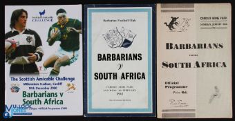 Barbarians v S Africa Rugby Programmes (3): 1952, 1961 (only 'Bok loss) & 2000. Very good