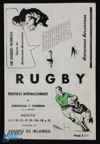 Rare 1952 Combined 'B' XV (Argentina) v Ireland Rugby Programme: Stunning & sought-after from the