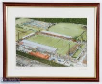 2008 Framed Rugby Painting, Stradey Park Llanelli: 22" x 17" overall, mounted framed and glazed,