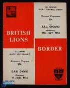1974 British Lions v Border Rugby Programme: Large bold near A4 issue, G