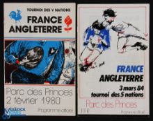 1980/1984 France v England Rugby Programmes (2): Nice examples from those two Paris clashes. VG