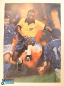 A superb Pele signed Poster by artist C. Michael Dudash with COA, a limited-edition (824 of 1282)
