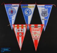 Selection of football club pennants to include Glasgow Rangers, Chelsea, Tottenham Hotspur,