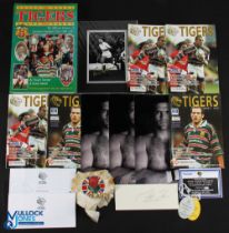 England/Leicester Tigers Signed Rugby Photographs, Programmes, Tickets, very worn England period