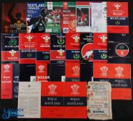 1950-2007 Wales & Scotland Rugby Programmes (27): At Cardiff 1950 (v poor), 56, 58-64 inc., 68, 80-