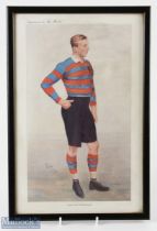 1910 Spy's Lieut D'Oyly Lyon Coloured Rugby Print: From a supplement in 'The World', fine coloured