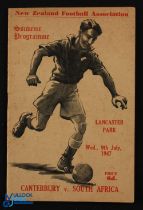 1947 in New Zealand, Canterbury v South Africa souvenir programme issue 9 July 1947 at Lancaster