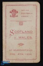 1928 Wales Rugby Itinerary to Scotland: Lovely little foldover buff & red foldover official