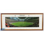 Framed Leicester Panoramic Rugby Win Photo: Striking wide 41" x 16" m, f & g colour photo during the