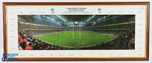 Framed Leicester Panoramic Rugby Win Photo: Striking wide 41" x 16" m, f & g colour photo during the