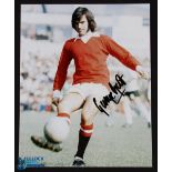 George Best Manchester United Signed Football Photograph - signed in black ink to the front,