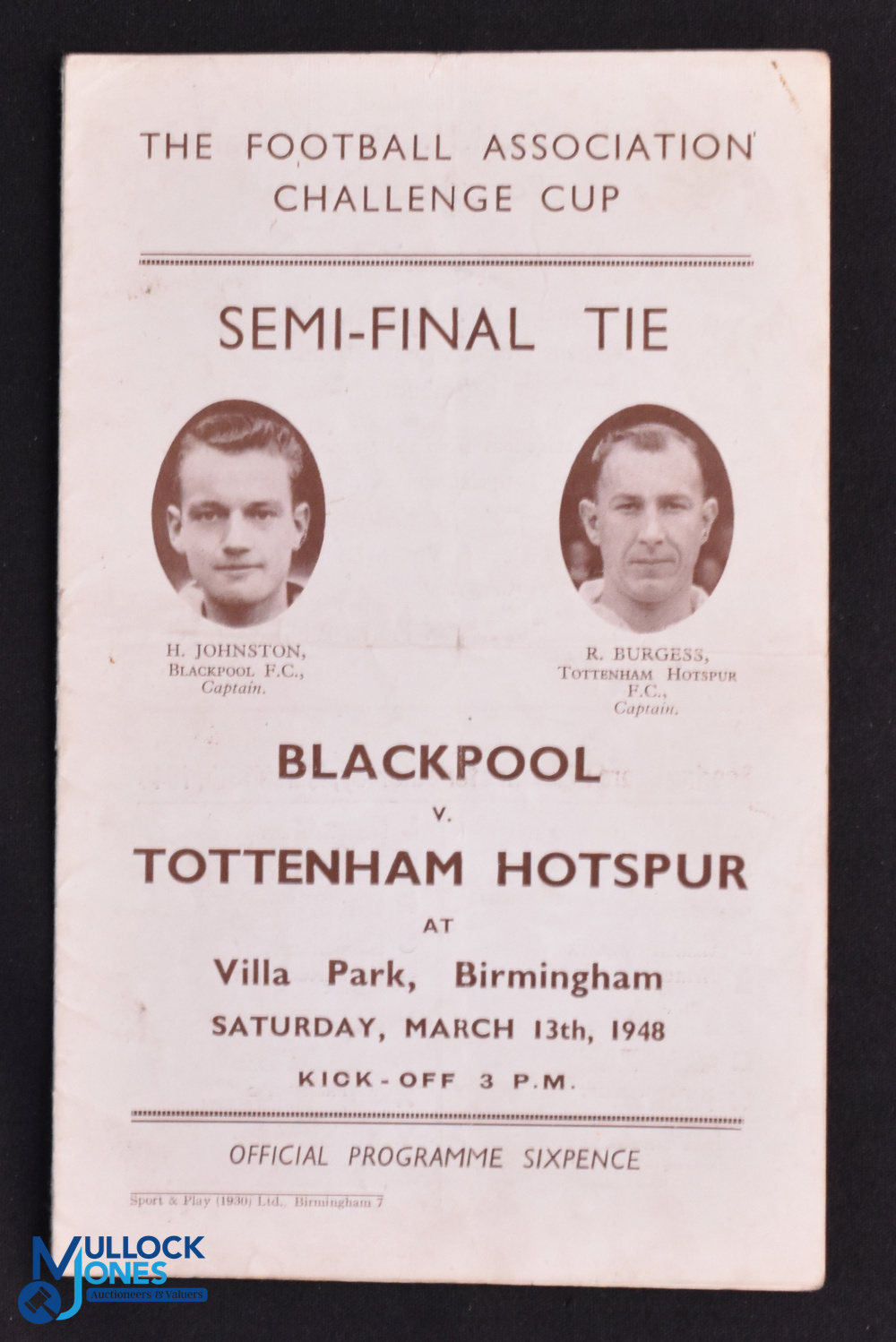 TOTTENHAM V Blackpool 1951/1952 - Programme Football