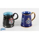 Welsh Rugby Event Mugs (2): Lovely pair, both 5" tankard style, from the famous Rumney Pottery in