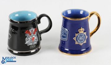Welsh Rugby Event Mugs (2): Lovely pair, both 5" tankard style, from the famous Rumney Pottery in