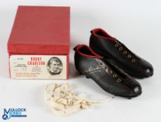1967 Manchester United Bobby Charlton Childs Size 32 Football Boots, black, red made in England in